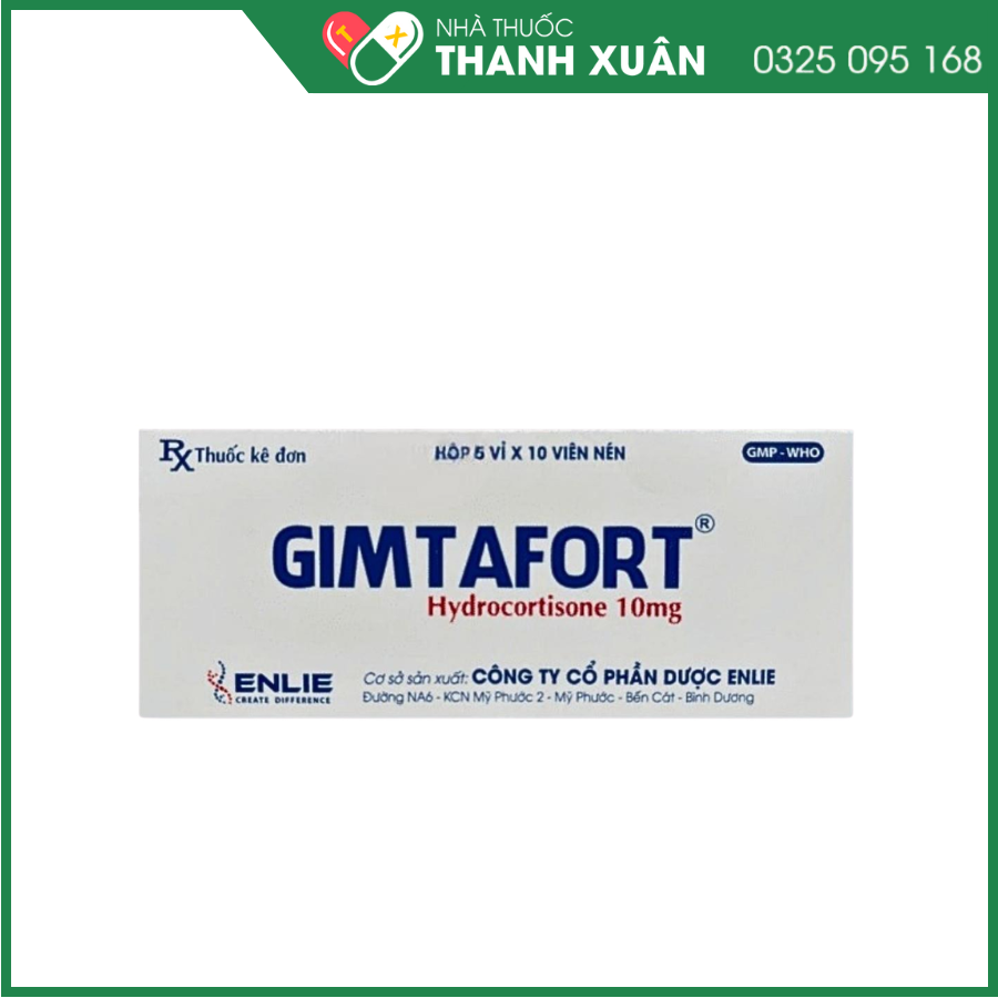 Thuốc Gimtafort 10mg điều trị rối loạn nội tiết, thấp khớp, dị ứng